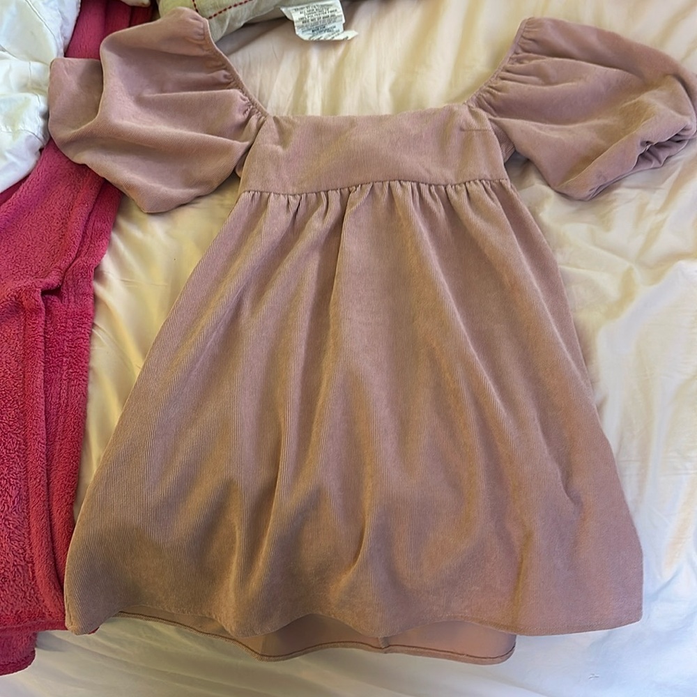 Pink ribbed dress corduroy material size xs